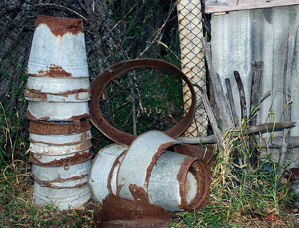 istock rusty buckets in the farmyard 2226262408