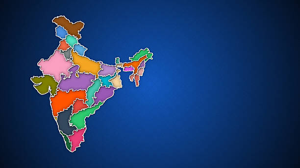 India flag map, three dimensional render, isolated on white
