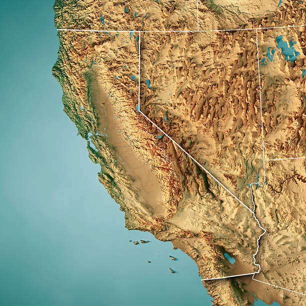 istock California US State Topographic Map 3D Render Color Border 2226271412