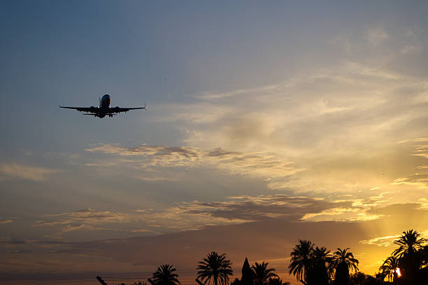istock Plane flying with clearly sky at sunset 2226273556