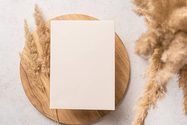istock Boho blank invitation card template with dry plants 2226275101