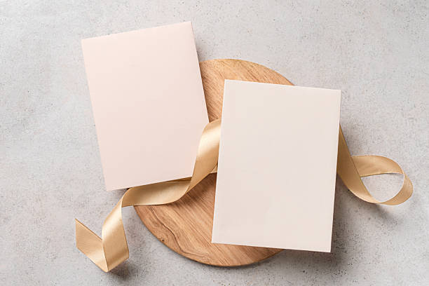 istock Blank wedding invitation cards with ribbon template 2226275913