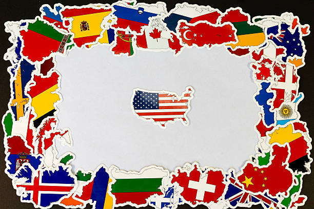 istock USA Map Surrounded by Global Country Map Flags 2226277546