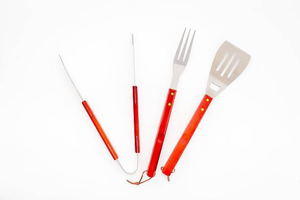 istock Steel barbecue and grill tools, top view. Equipment for picnic 2226287883