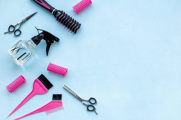 istock Hairdresser accessories and tools - combs and scissors, top view 2226287957