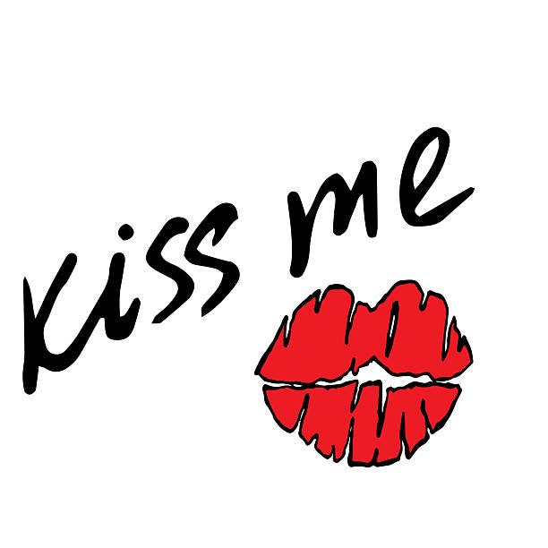 istock red lips and lettering kiss me vector composition black and white graphics doodles hand drawn illustration on a white background the basis for the design of postcards textiles tableware and printing 2226295511