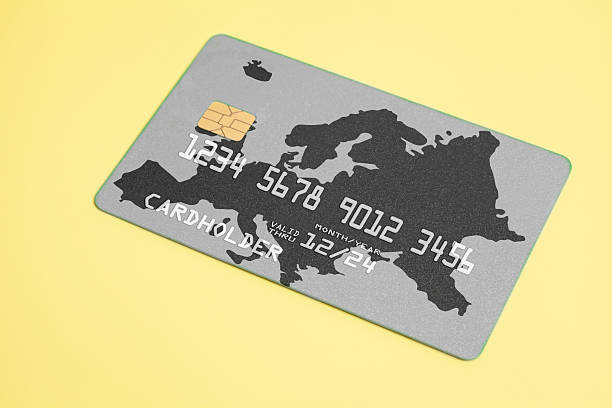 Bank Credit Card with Europe map.