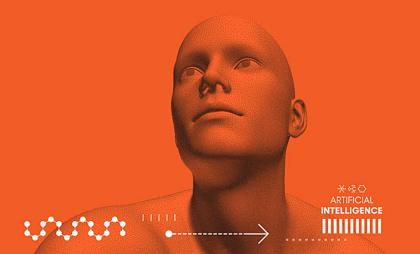istock Abstract man head made from dots. Side view of dotted face background. Facial recognition. 3D vector illustration for cover, card, postcard, banner, poster, brochure or presentation. 2226313322