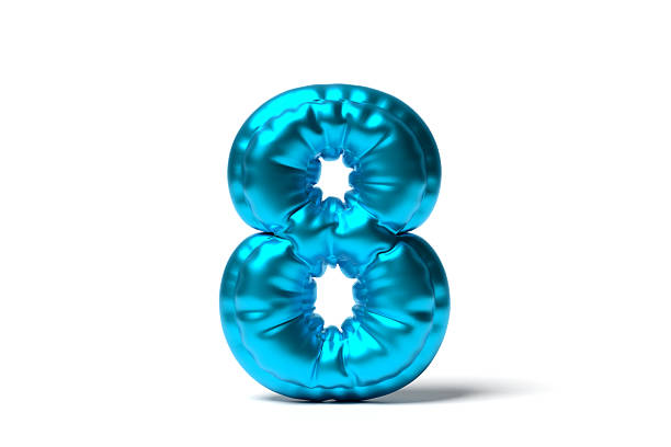 istock Blue foil balloon number eight floating on white background 2226313809