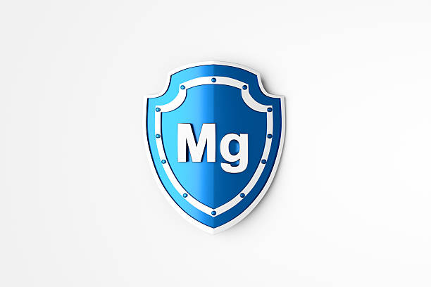Magnesium symbol on a shield representing the importance of this mineral for health and immune system protection