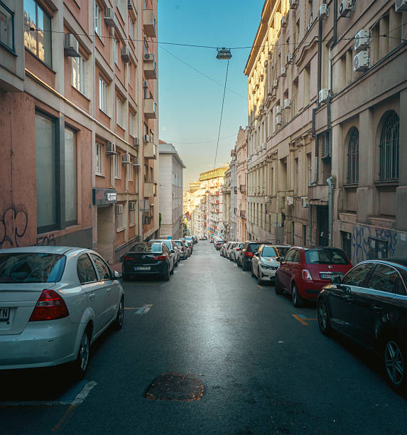 Belgrade, Serbia - July 13, 2025: City streets and traffic in the very center at dawn.