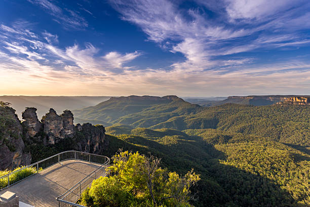 istock Sunrise View From the Three Sisters seen from Echo Point Lookout Platform in the Blue Mountains, Australia 2226317725