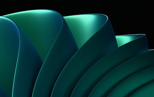 Futuristic Teal and Turquoise Concentric Circles with Metallic Finish and Radial Geometric Pattern Design Background