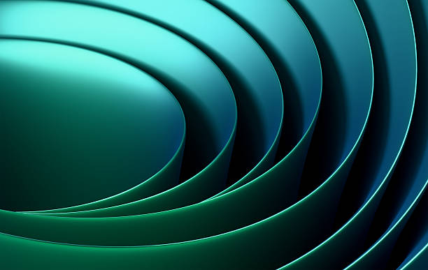 Modern Ocean Blue to Mint Green Gradient Tunnel with Smooth Curved Lines and Dimensional Depth Perspective
