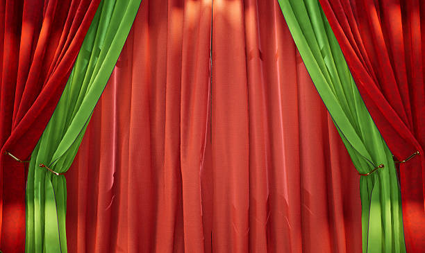 red and green curtains background, concept of exclusivity