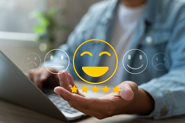 istock Online customer satisfaction Survey service concept, client rate service from experience in application,Consumer give five-Stars and feedback review for quality, Business reputation ranking from buyer 2226331405