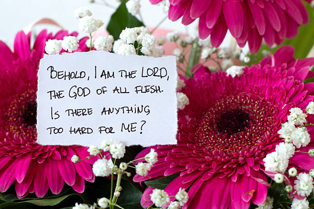 Handwritten Christian quote for God's power, authority, and miracles. Close-up. Jesus Christ's glory, love, and care, biblical concept.