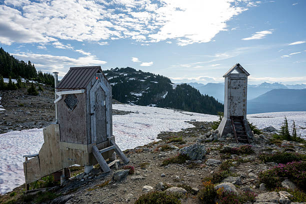 Old outhouse on mountain top, Whistler, British Columbia