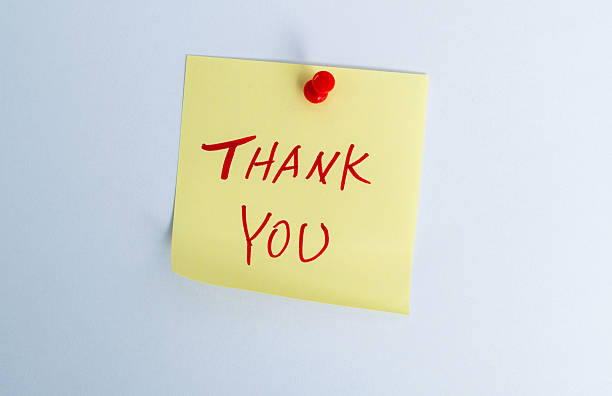 istock Thank you message on sticker note pin on white background 2226337885