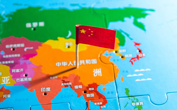 istock Close up flag of China on the map 2226338059