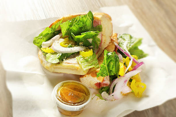 istock Italian mozzarella cheese sandwich on wooden table 2226355537