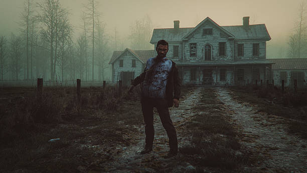 istock Old farmland with standing zombie 2226358326