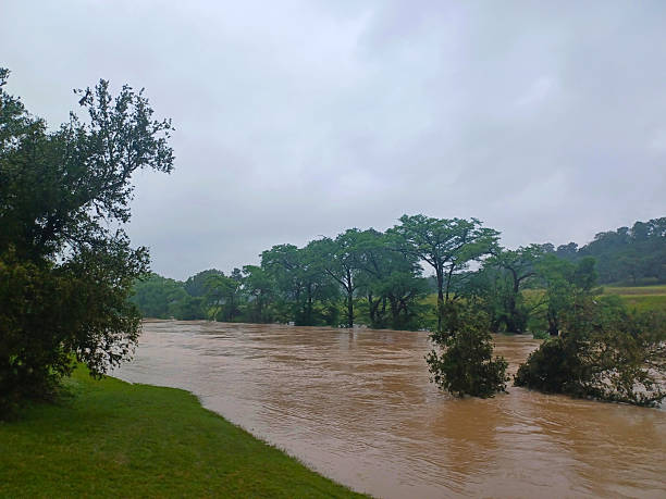 An image of the Guadalupe River in Boerne, TX following the devastating July 4th, 2025, Hill Country flood.