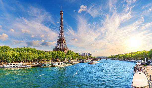 istock Paris panorama with Eiffel Tower and River Seine at sunset, France 2226360559