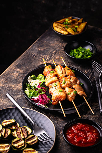 istock Chicken skewers kebab with vegetables 2226366200