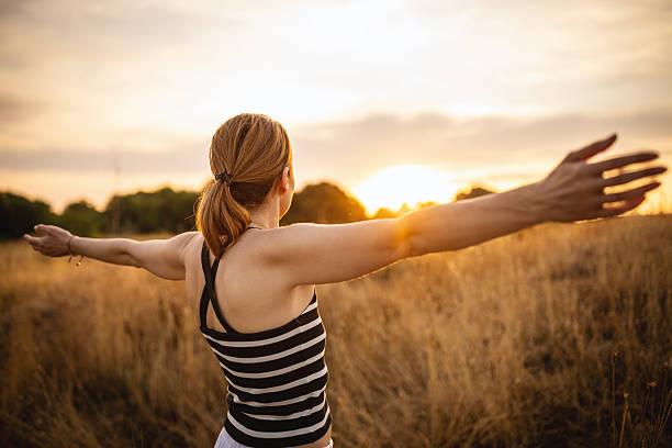 istock Woman enjoy sunset with gratitude 2226368491