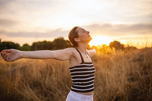 istock Woman enjoy sunset with gratitude 2226368792
