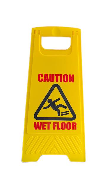 istock Yellow caution wet floor sign preventing slips and falls 2226371117