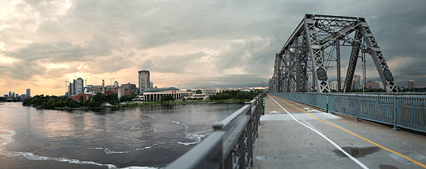 The Royal Alexandra Interprovincial Bridge connects Ottawa, Ontario with Gatineau, Quebec.   Together, these cities form the National Capital region.