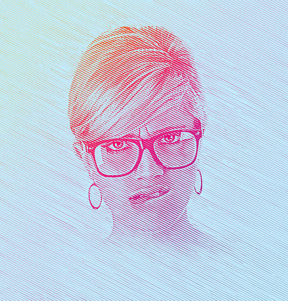 Young woman biting lip Close up portrait of Young woman biting lip facial expression biting lip stock illustrations