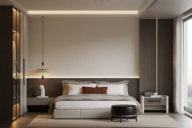 istock Modern Minimalist Bedroom Interior Frame Poster Mockup – 3D Rendering 2226389475