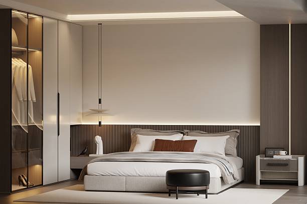 istock Modern Minimalist Bedroom Interior Frame Poster Mockup – 3D Rendering 2226389479