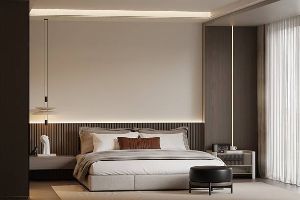 istock Modern Minimalist Bedroom Interior Frame Poster Mockup – 3D Rendering 2226389480