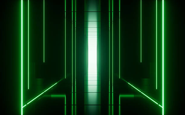 istock Green neon tunnel and light background, abstract and technology concept, 3d rendering. 2226390368