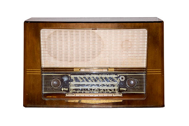 antique radio on white background