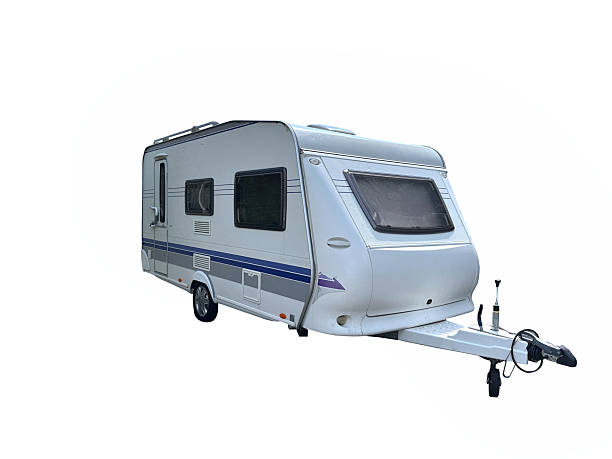 istock White caravan trailer isolated on white background., travel. 2226403584