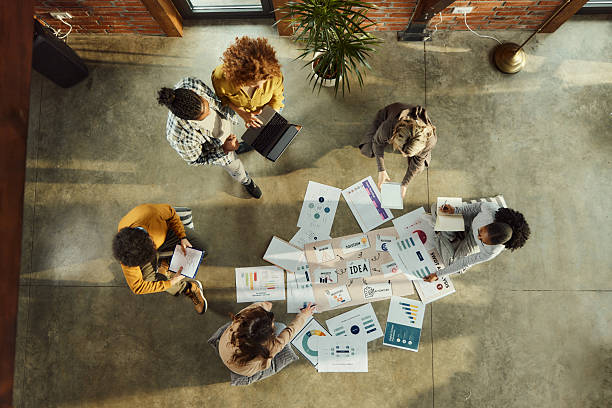 istock Above view of creative team working at casual office. 2226415145