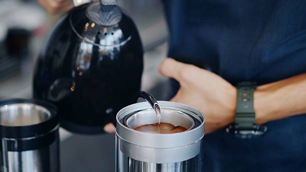 Pouring Water for Pour-Over Coffee