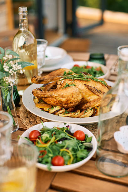 istock Delicious Outdoor Lunch With Roasted Chicken 2226427179