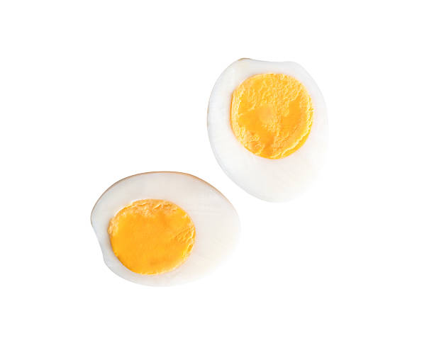 istock Top view set of cooked or boiled chicken eggs with egg yolk in two halves isolated on white background with clipping path 2226428107