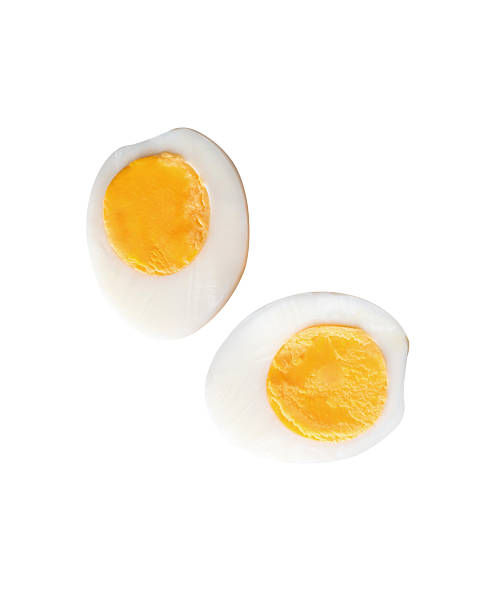 istock Top view set of cooked or boiled chicken eggs with egg yolk in two halves isolated on white background with clipping path 2226428121