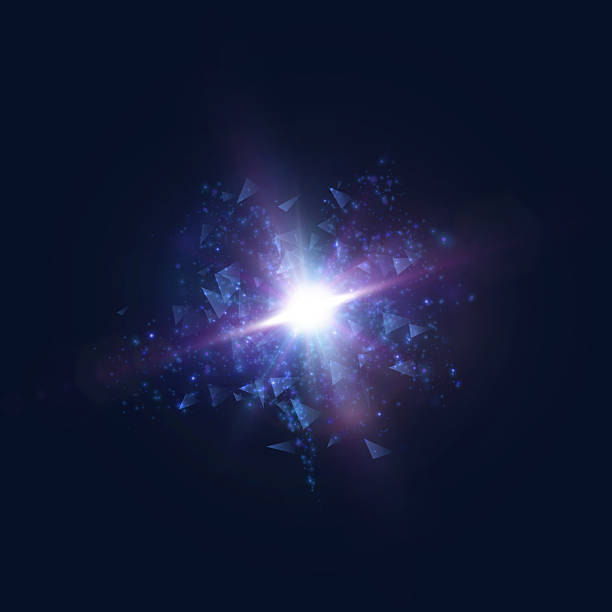 istock Glowing PNG file explodes with bright blue light on black background. Bright sun shining PNG file. Special lens flare effect. Bright flash. 2226430346