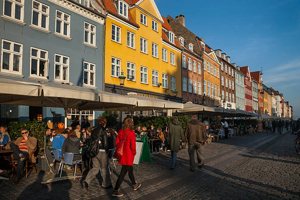 Colorful Nyhavn panoramic view, Copenhagen