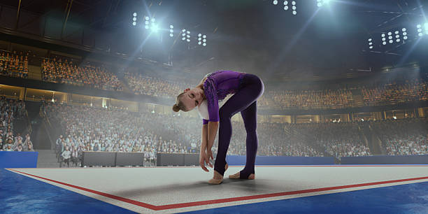 istock Rhythmic gymnastic girl on professional 3-d gymnastic stadium. 2226444324