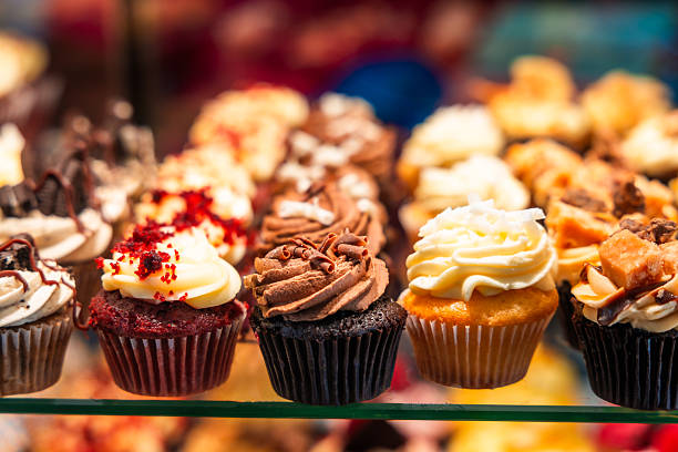 istock Fresh cupcakes on display at food market 2226446653