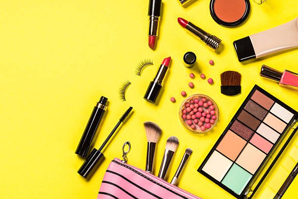 istock Makeup professional cosmetics on color background. 2226450470